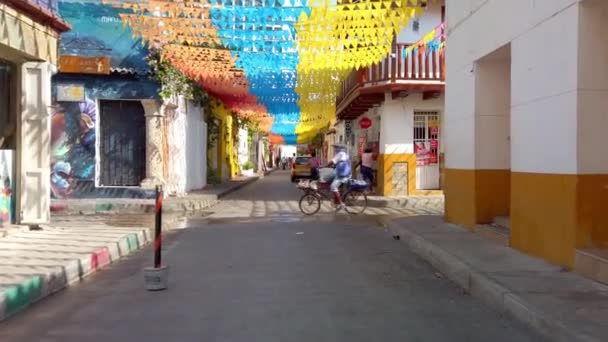 Slow Motion Shot Service Road Colombia Person Seen Passing Cycle — Stock video