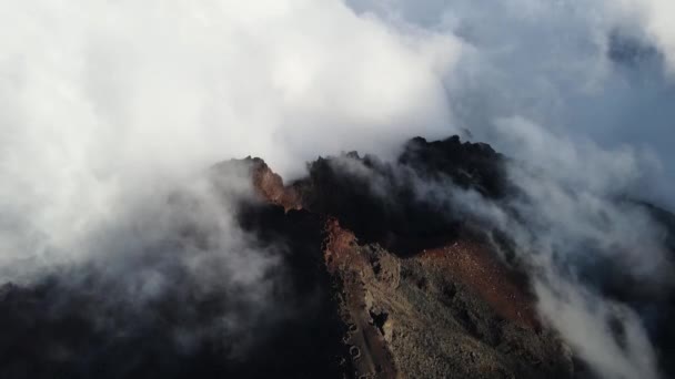 Drone Footage Clouds Summit Piton Des Neiges Reunion Island — Video Stock