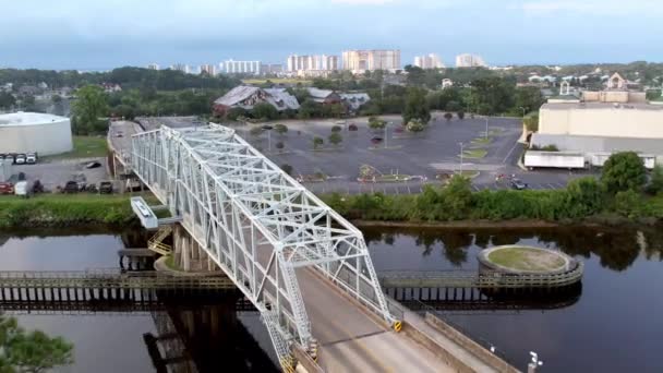 Slow Aerail Pullout Swing Bridge North Myrtle Beach South Carolina — Video Stock