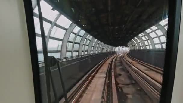 View Train Driver Seat Front Window Hong Kong — Stockvideo