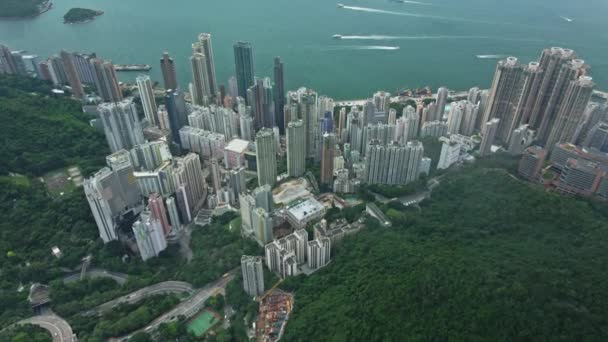 Incredibile Vista Aerea Aberdeen City Hong Kong Aerial Drone Cityscape — Video Stock