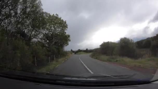 Car Drives Sinuous Roads Irish Countryside Gopro Timelapse Storm — Vídeo de Stock