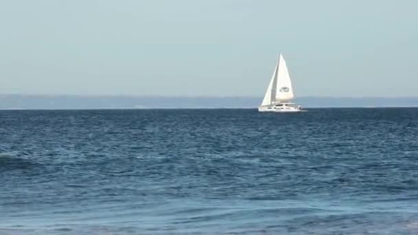 Side View Catamaran Sailing Very Slow Europe Islands — ストック動画