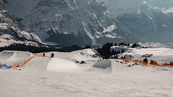 Timelapse Halfpipe Reshape Grindelwald First Switzerland — Vídeo de Stock