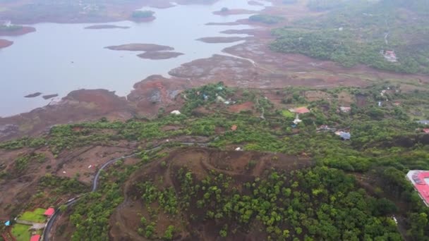 Lonavala River Rainy Sesone Drone Shot Bird Eye View — Vídeo de stock