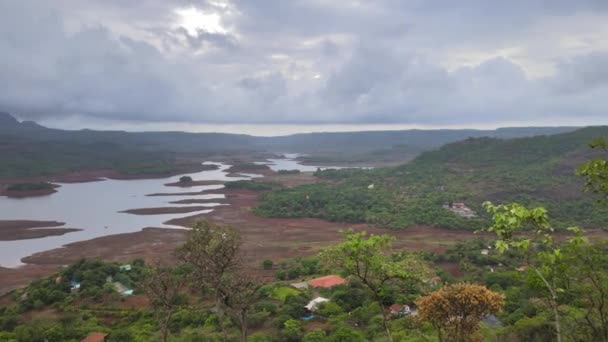 Lonavala Rainy Season View Hill Station River Drone Shot Bird — Video