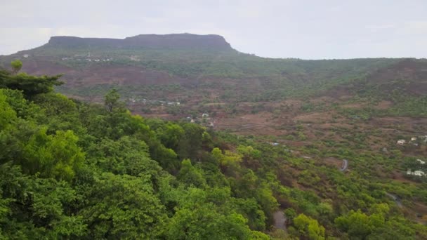 Lonavala Pluie Sesone Vue Colline Station Rivière Drone Tir Oiseau — Video