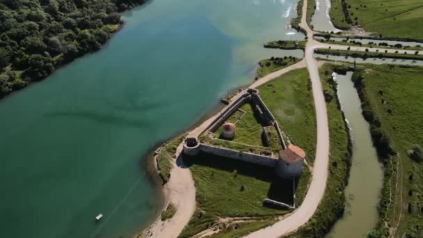 Old Castle Small Piece Land Ali Pasha Next Butrint Lake — Stock videók