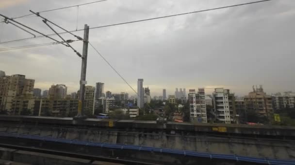 Metro City View Mumbai Metro Mmrda India Metropolitan Cityscape Rainy — Stockvideo