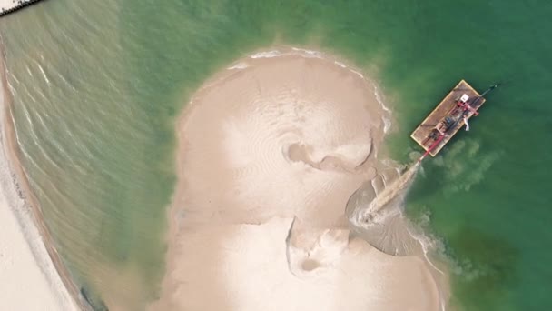 Bird Eye View Beach Being Filled Sand Summer — Stockvideo