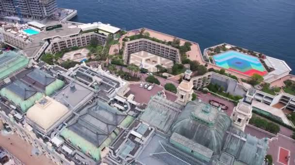 Вид Повітря Монте Карло Монако Flying Ave Casino Auditorium Luxury — стокове відео