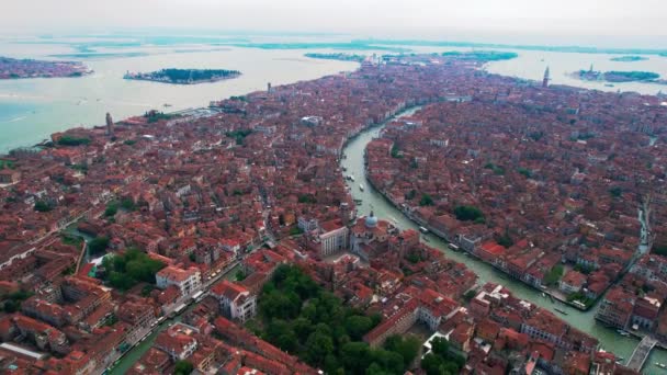 Vista Aérea Ciudad Venecia Gran Canal Laguna Veneciana Italia — Vídeos de Stock