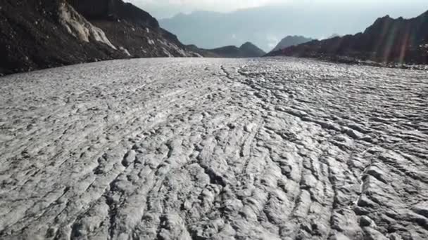 Tilt Majestic View Orny Glacier Swiss Mountains Sunrise Drone Scene — Stockvideo