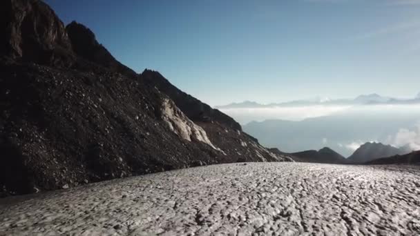 Push Glacier Next Sharp Rocky Mountains Swiss Alps Drone Landscape — Αρχείο Βίντεο