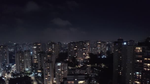 Descendo Bairro São Paulo Morumbi Iluminado Noite Com Horizonte Paisagem — Vídeo de Stock