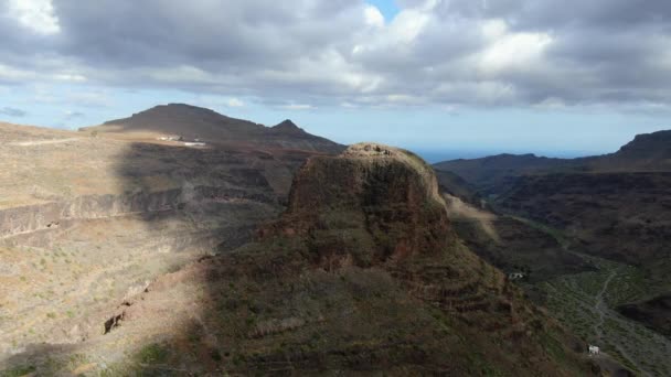 Wonderful Aerial Elevation Shot Ansite Fortress Island Gran Canaria Ancient — Stok video