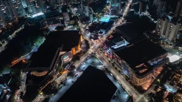 Aerial Hyperlapse View Traffic Intersection Night Sao Paulo Brasil America — Vídeo de Stock