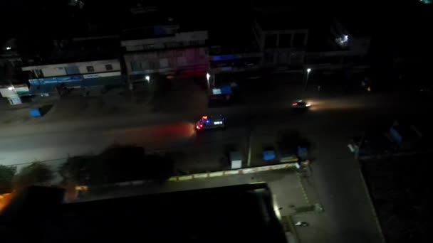 Moving Ambulance Top Drone View Karnataka Mysore Night — Stockvideo