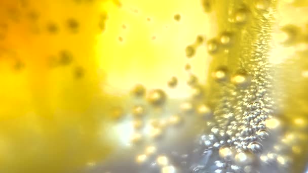 Macro Abstract Yellow Bubbles Sparkling Blobs Colorful Bright Golden Fluid — Stockvideo