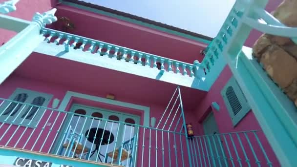 Colorful Building Small Village Spain Guesthouse Maro Green Colored Metal — Video