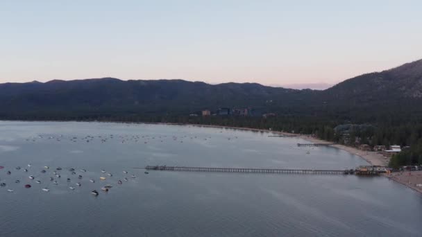 Super Wide Aerial Shot South Lake Tahoe California Stateline Nevada — Αρχείο Βίντεο