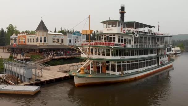 Drone Video Riverboat Discovery Chena River Fairbanks Summer Day — Stok Video