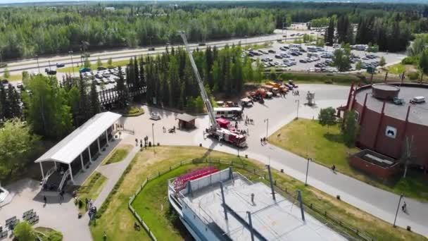 Drone Video Alaska Salmon Bake Pioneer Park Fairbanks Summer Day — Stok Video