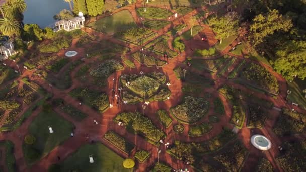 Group People Walking Rosedal Palermo Buenos Aires City Orbit Shot — Stockvideo