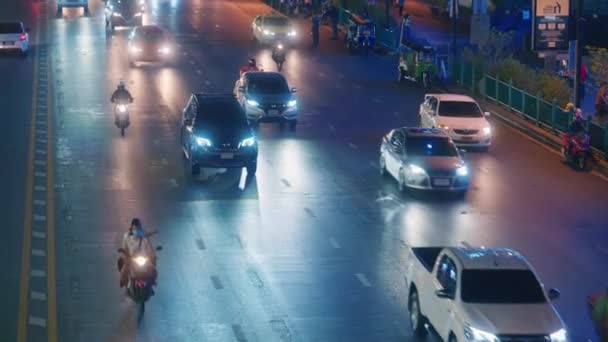 Cinematic Urban Scenic Footage Random Street Bangkok Thailand Cars Bikes — Video Stock