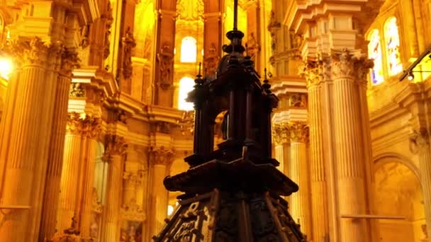 Внутренний Собор Малаги Испании Снимок Низким Углом — стоковое видео
