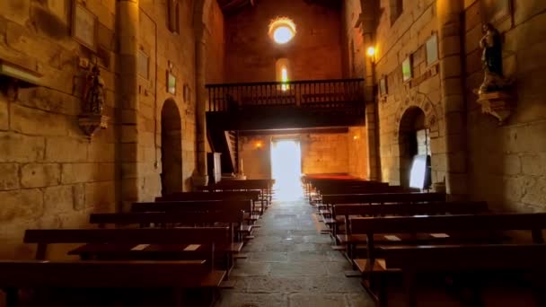 Interior View San Pedro Church Mezquita Ourense Spain Forward Day — Stockvideo