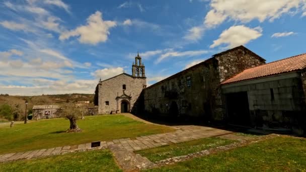 Ancient Pilgrimage Route Monastery Santa Maria Aciveiro Galicia Spain — стокове відео