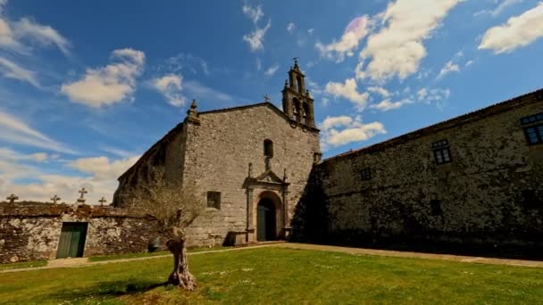 Monastery Santa Maria Aciveiro Pontevedra Spain Circle Pan Day — Vídeos de Stock