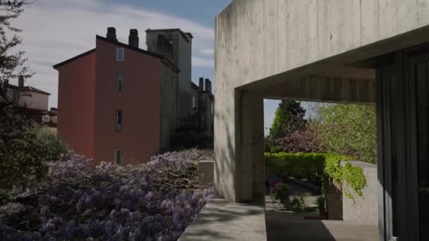 Contrast Older Building Modern Architecture Trieste City Italy — стокове відео
