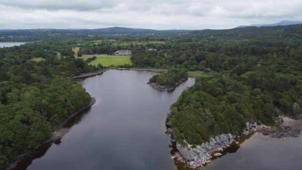 Muckross Lake House Ring Kerry Ireland Drone Aerial View — Wideo stockowe