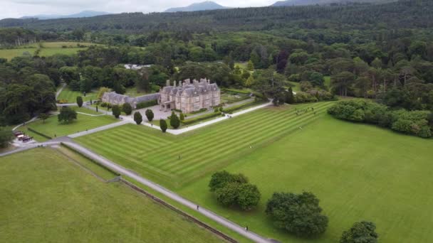 Muckross House Gardens Ring Kerry Ireland Panning Drone Aerial View — Vídeo de Stock