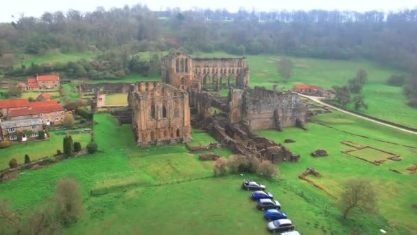 Abadía Rievaulx Norte York Inglaterra Visto Desde Punto Vista Aviones — Vídeos de Stock