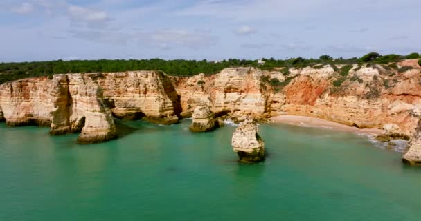 Drone Footage Praia Marinha One Most Famous Locations Algarve Coast — Stockvideo