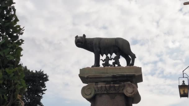 Statue Romulus Remus Mythical Brothers Founders Rome — Αρχείο Βίντεο