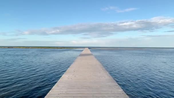 Pemandangan Scenic Wooden Dock Extending Tropical Turquoise Sea Horizon Dalam — Stok Video
