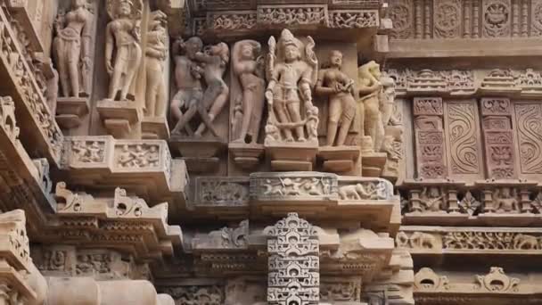 Stone Carvings Western Group Temples Khajuraho Madhya Pradesh — 图库视频影像