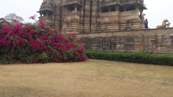 Vista Panorámica Del Templo Kandariya Mahadev Grupo Occidental Templos Khajuraho — Vídeos de Stock