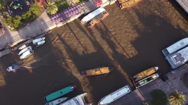 Turistbåt Anländer Till Tigre Flodbrygga Hamn Buenos Aires Provinsen Argentina — Stockvideo