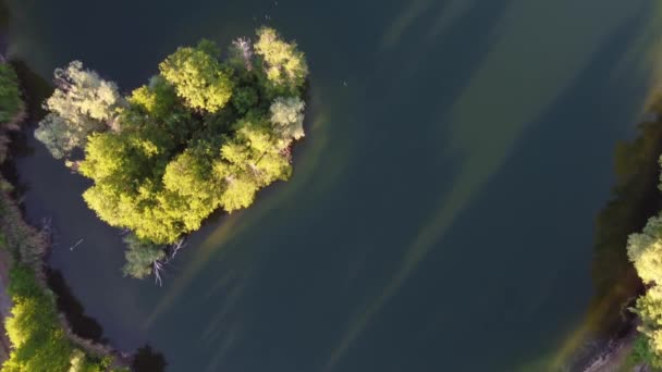 Loneliness Abandoned Alone Island Lake Perfect Aerial Flight Bird Eye — Stockvideo
