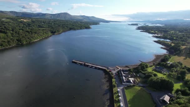 Kenmare Bay Pier County Kerry Ireland Drone Aerial View — 비디오