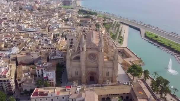 Catedral Mallorca Palma Spain Aerial View Roof — Stock video