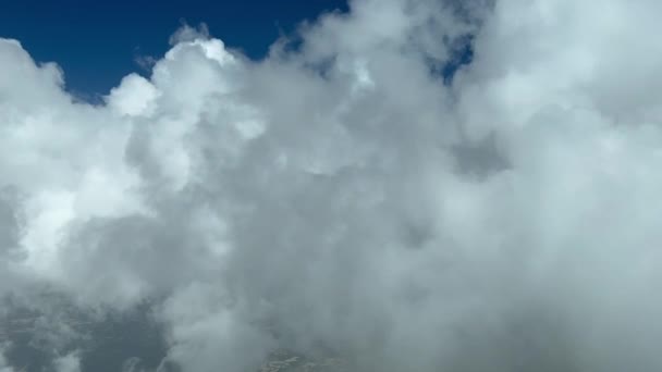 Awesome Pilot Point View While Flying White Cumulus Clouds Summer — Wideo stockowe