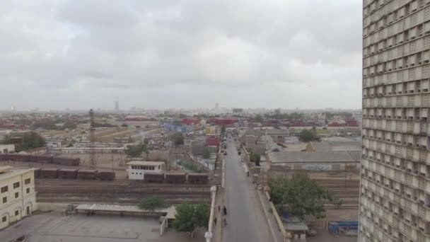 Slow Rise Railway Yard Karachi Pakistan Eagle Crosses — 图库视频影像