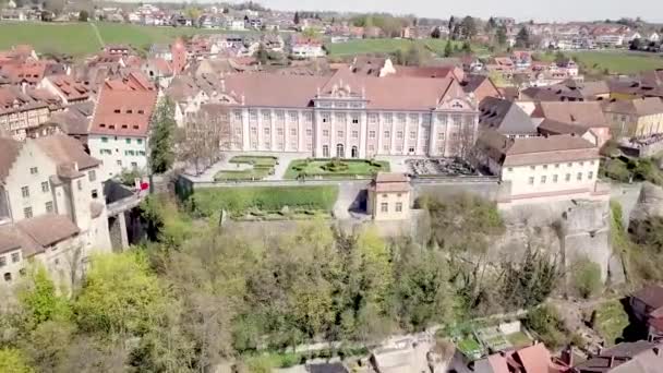 Drone Footage Tourism New Castle Meersburg Germany — Stock video