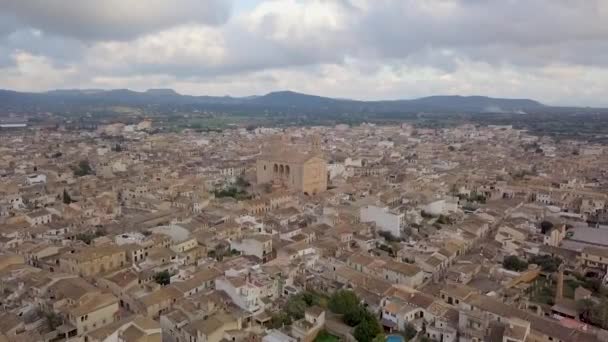 Scenic Drone Footage San Miguel Church Llucmajor Mallorca Spain — Vídeos de Stock